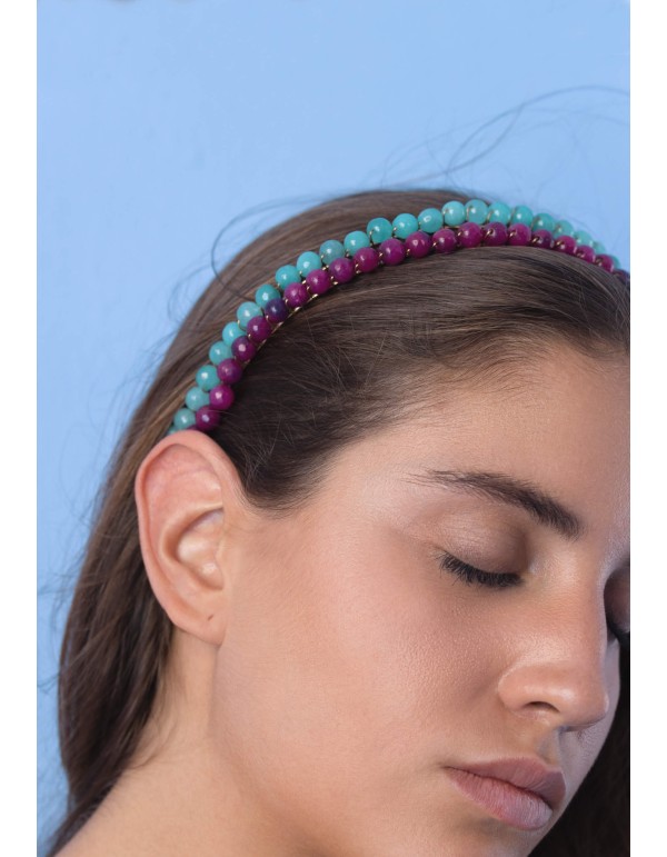 Diadema doble de fiesta con bolitas de ágata 2