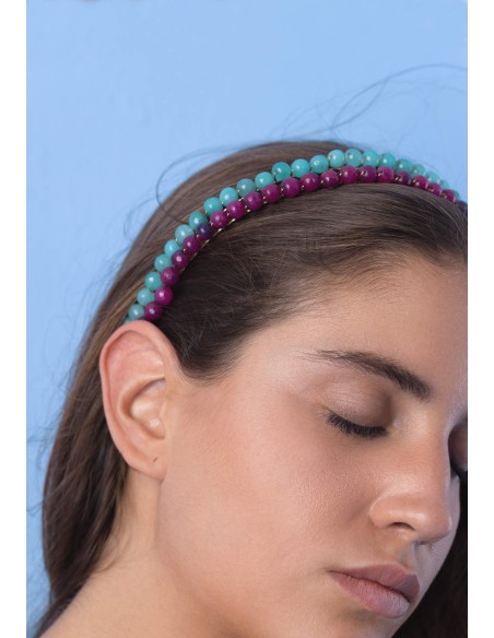 Double party headband with agate beads