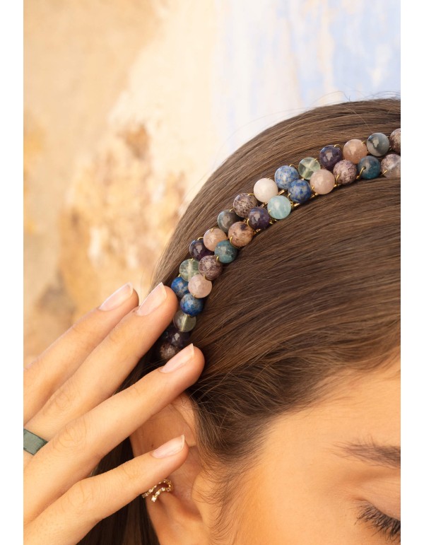 Diadema de fiesta doble multicolor con bolitas 2