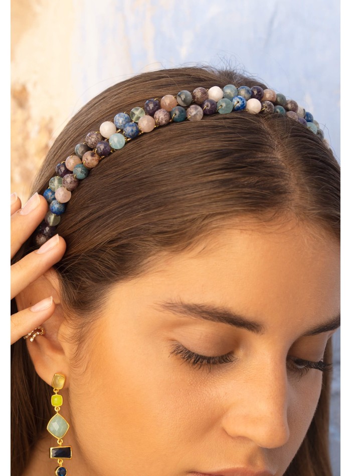 Diadema de fiesta doble multicolor con bolitas