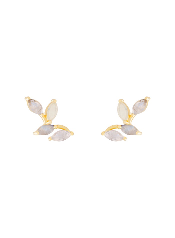 Boucles d'oreilles Padma blanc et or