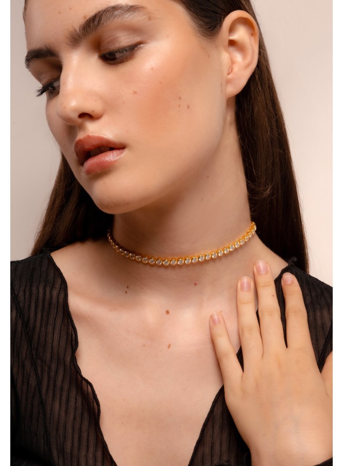 Riviere Zirconia Golden Choker