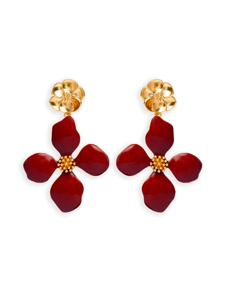 Pendientes con Forma de Flor Granates - Cassia