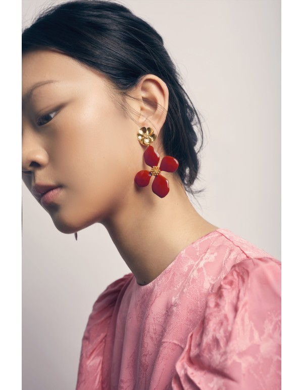 Pendientes con Forma de Flor Granates - Cassia 2