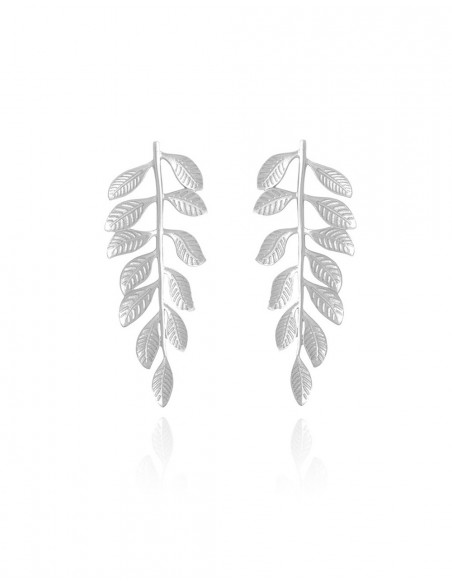 Greek-inspired silver leaf party earrings - Veli Silver