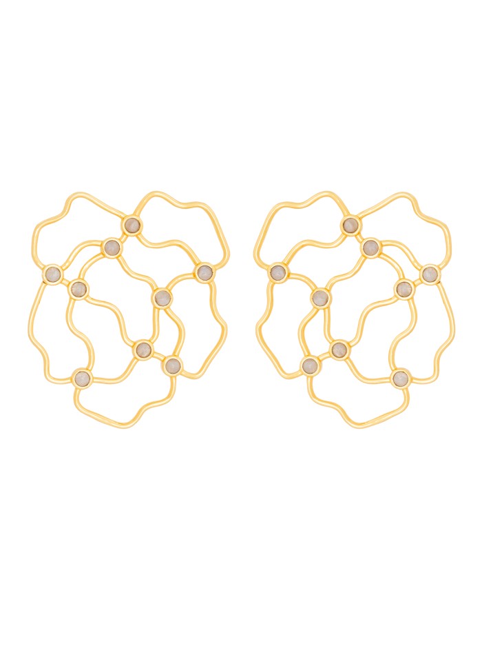 Gold plated earrings irregular shape semiprecious stones