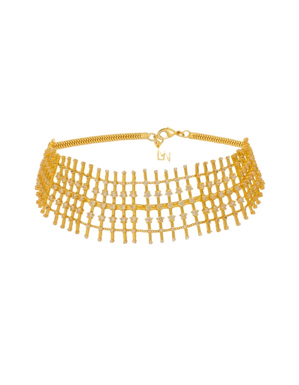 Choker dorado con circonitas