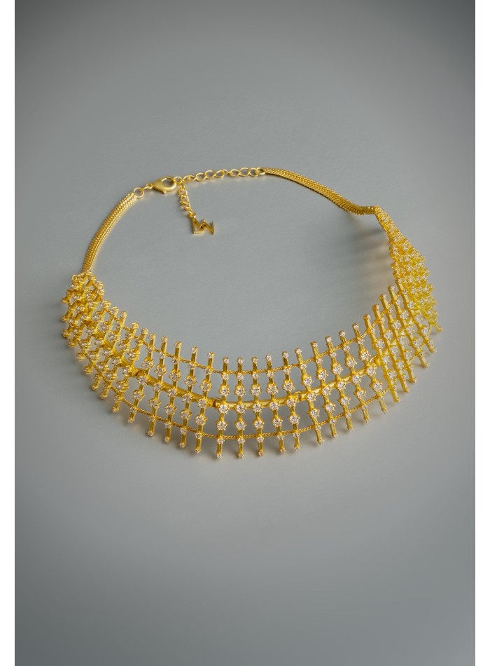 Choker dorado con circonitas