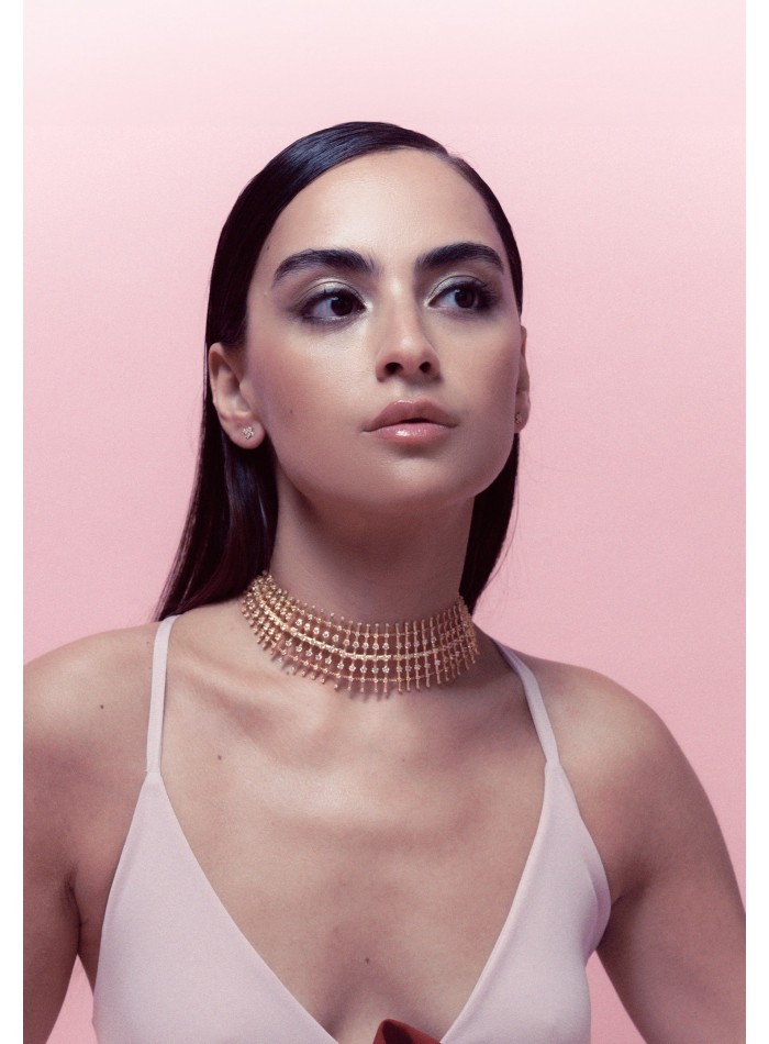 Choker dorado con circonitas