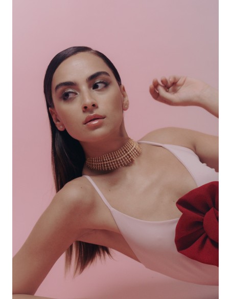 Choker dorado con circonitas Choker dorado con circonitas