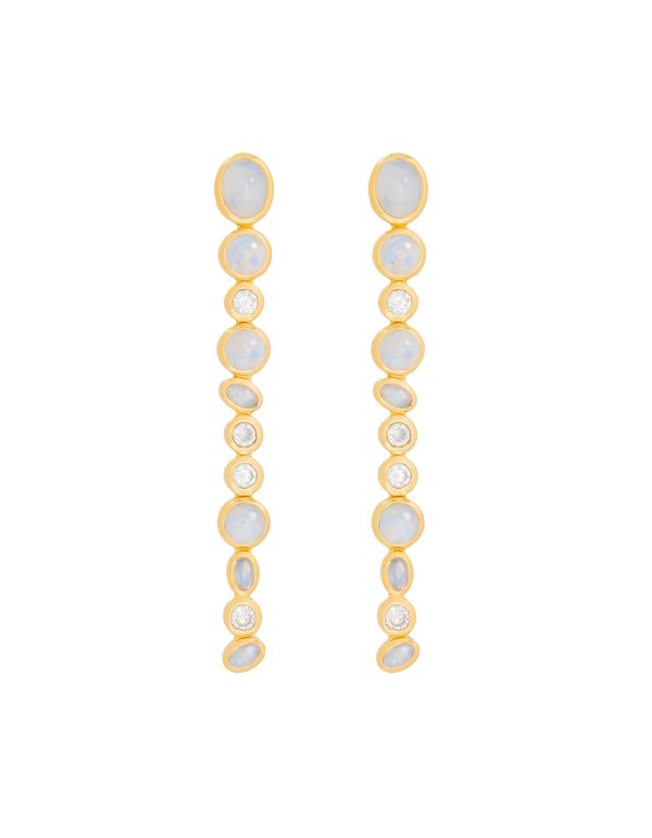 Longues boucles d'oreilles avec plusieurs pierres de lune
