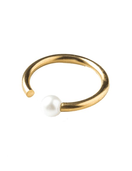 Adjustable fine gold ring with pearl decoration - Shell