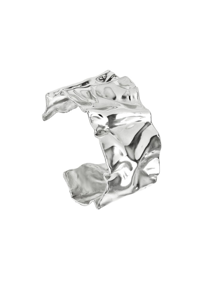 Brazalete ancho plata con textura