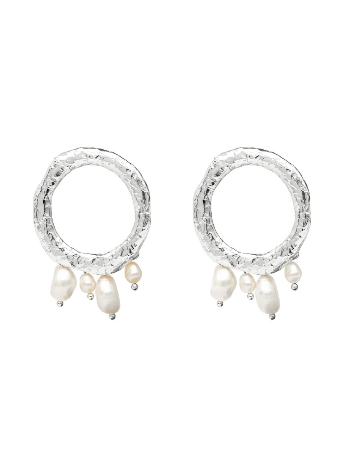 Boucles d'oreilles circulaires en argent sterling avec perles