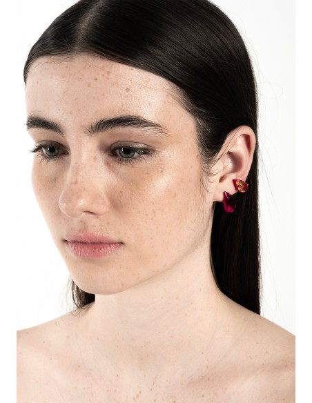 Pendientes fucsia con circonita