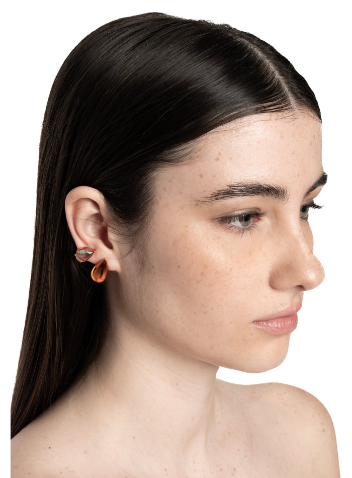 Pendientes naranjas con circonita