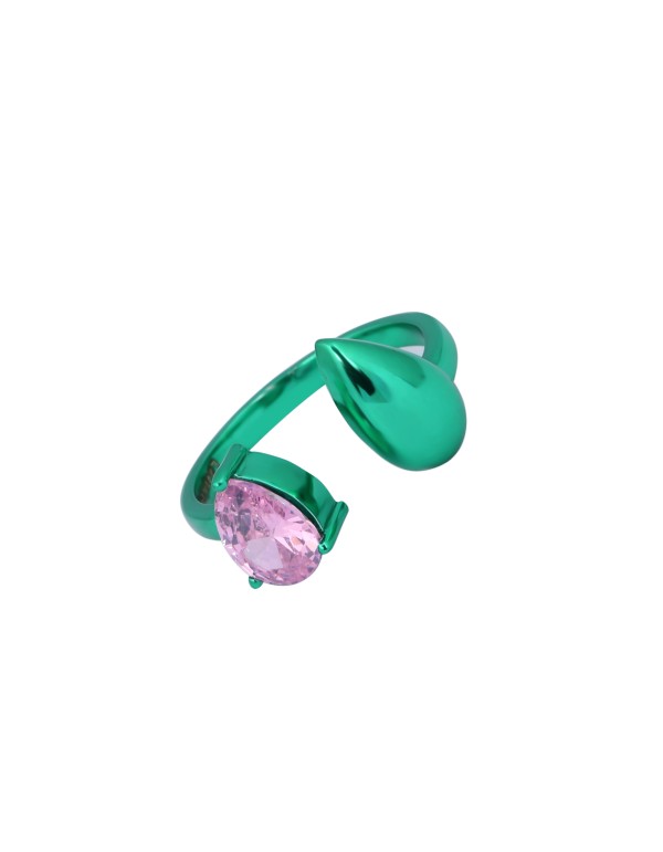 Anillo verde con circonita