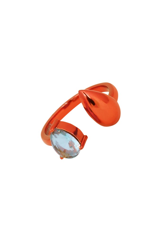 Anillo naranja con circonita