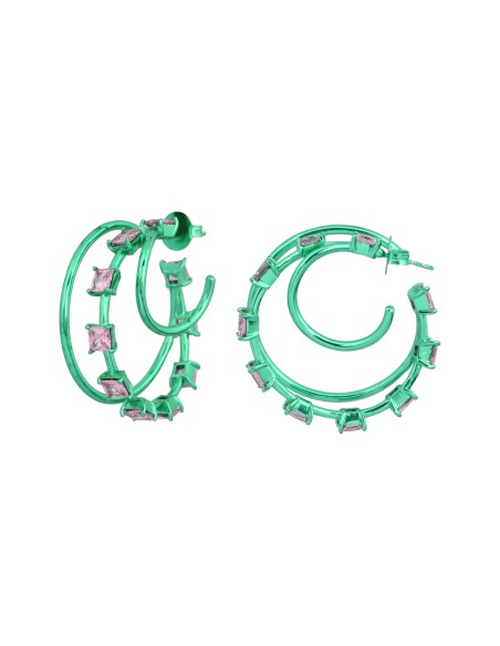 Aros dobles verdes con circonitas