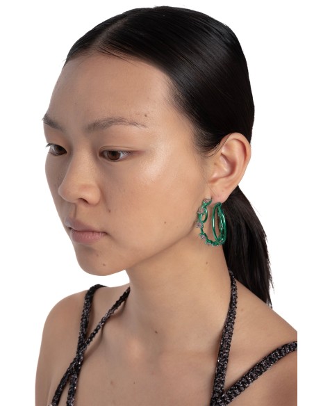Aros dobles verdes con circonitas