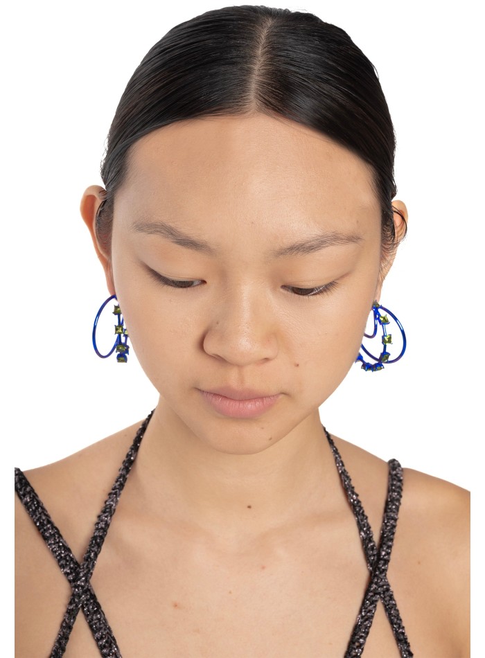 Aros dobles azules con circonitas