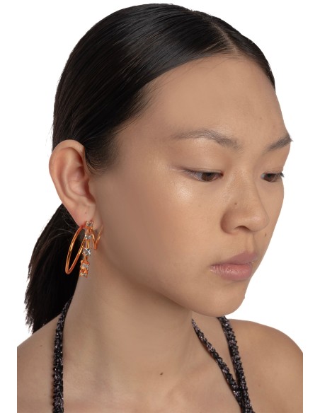 Aros dobles naranja con circonitas