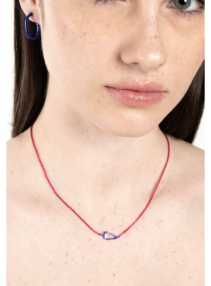 Colgante mosquetón rosa y azul