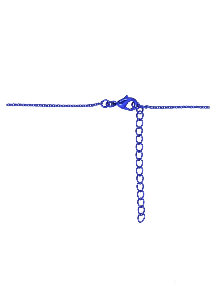 Collar largo con rosa roja y cadena azul