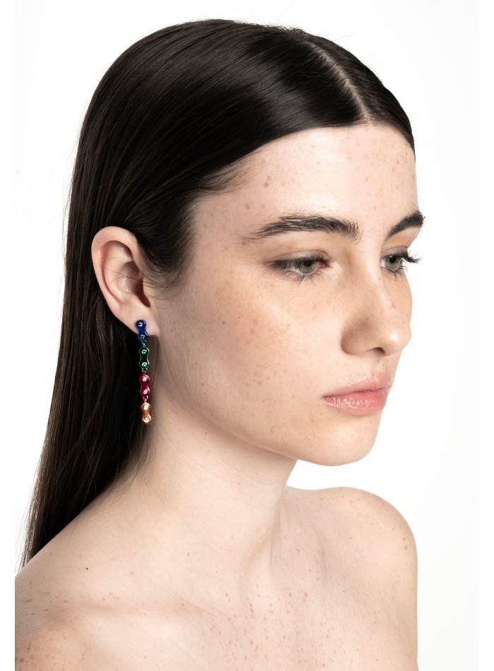 Longues boucles d'oreilles multicolores