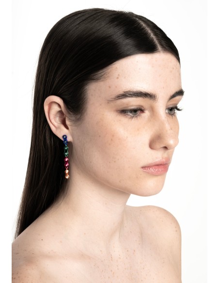Longues boucles d'oreilles multicolores