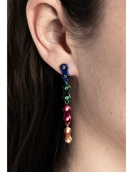 Longues boucles d'oreilles multicolores