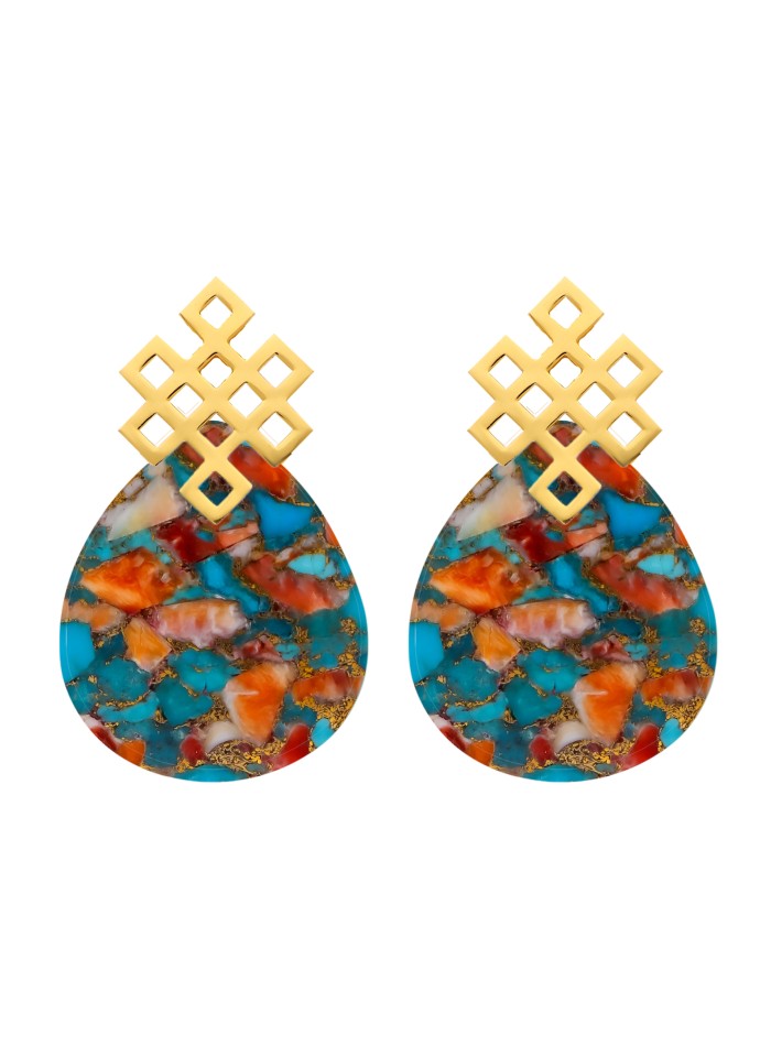Boucles d'oreilles en forme de nœud sans fin multicolore