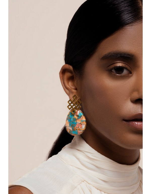 Boucles d'oreilles en forme de nœud sans fin multicolore 2