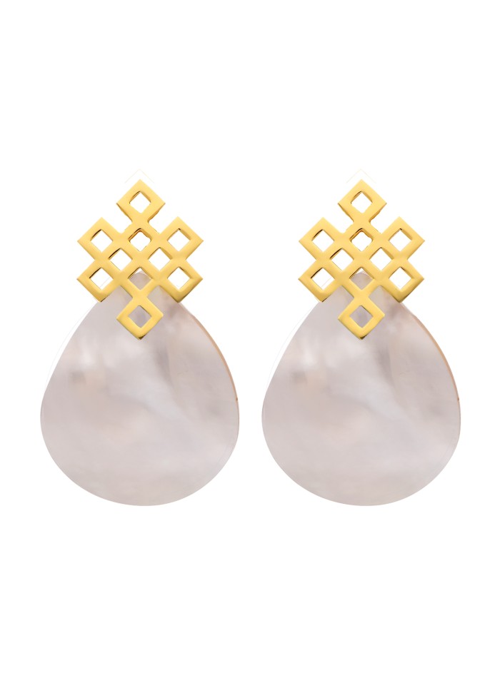 Boucles d'oreilles en nacre avec nœud sans fin