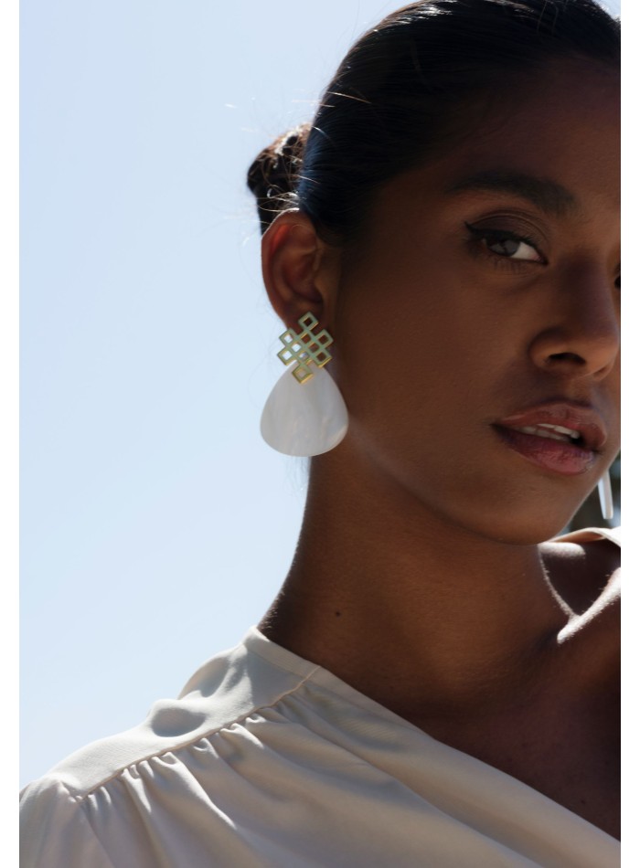 Endless Knot Mother of Pearl Earrings