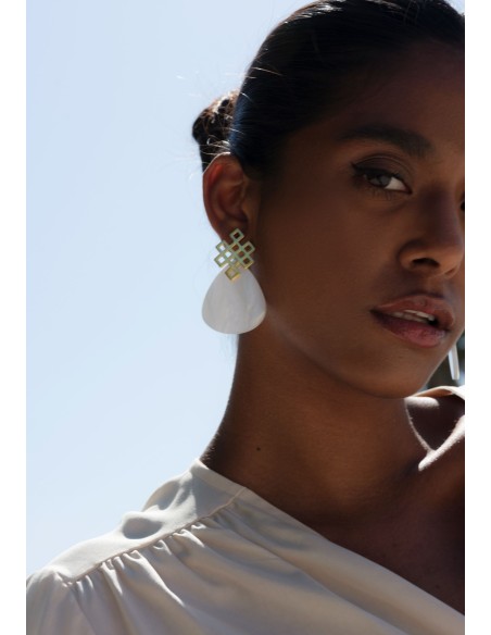 Endless Knot Mother of Pearl Earrings