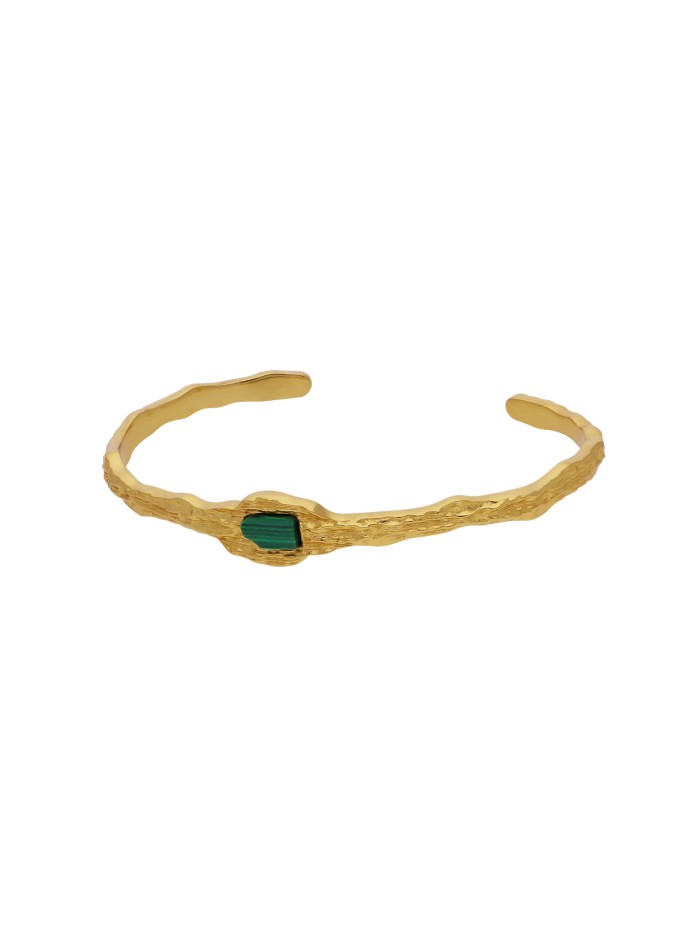 Bracelet plaqué or avec pierre de malachite