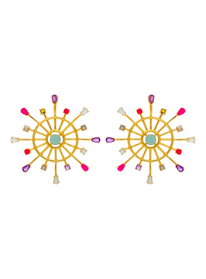 Multicolor Dharma Wheel Earrings