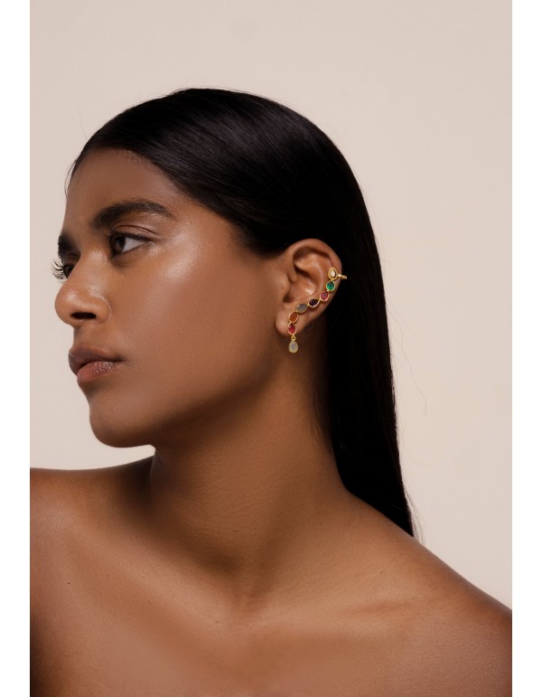 Pendiente estilo earcuff con piedras de color 2