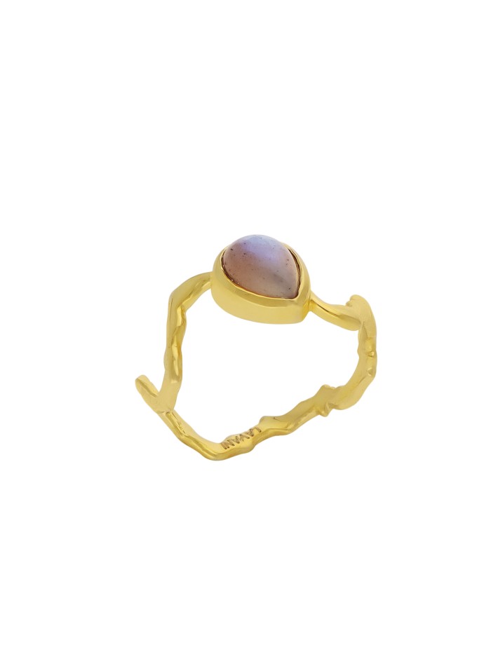 Golden ring with precious stone