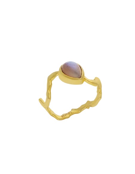Golden ring with precious stone