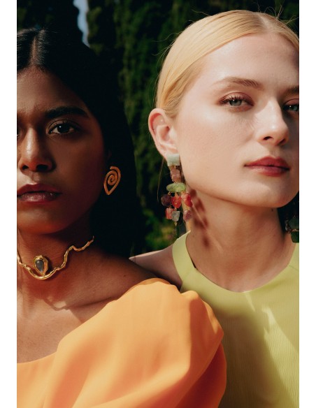 Choker Dorado con Piedra Semipreciosa Gris - Gratitude