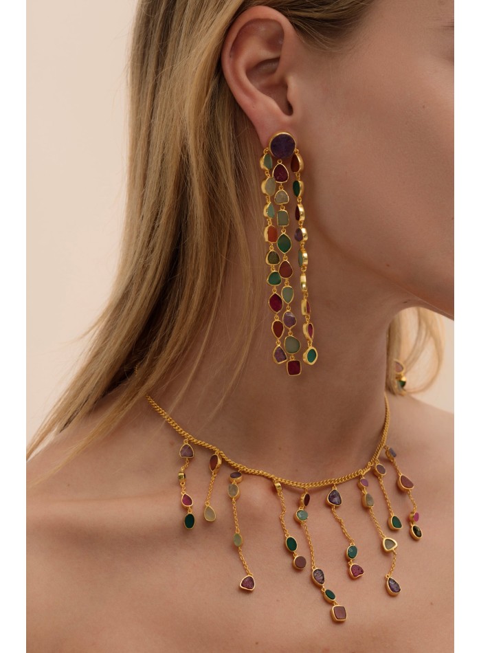 Long and golden multicolor earrings - Prana