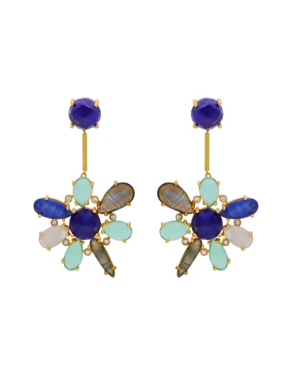 Boucles d'oreilles fleur d'hibiscus bleu