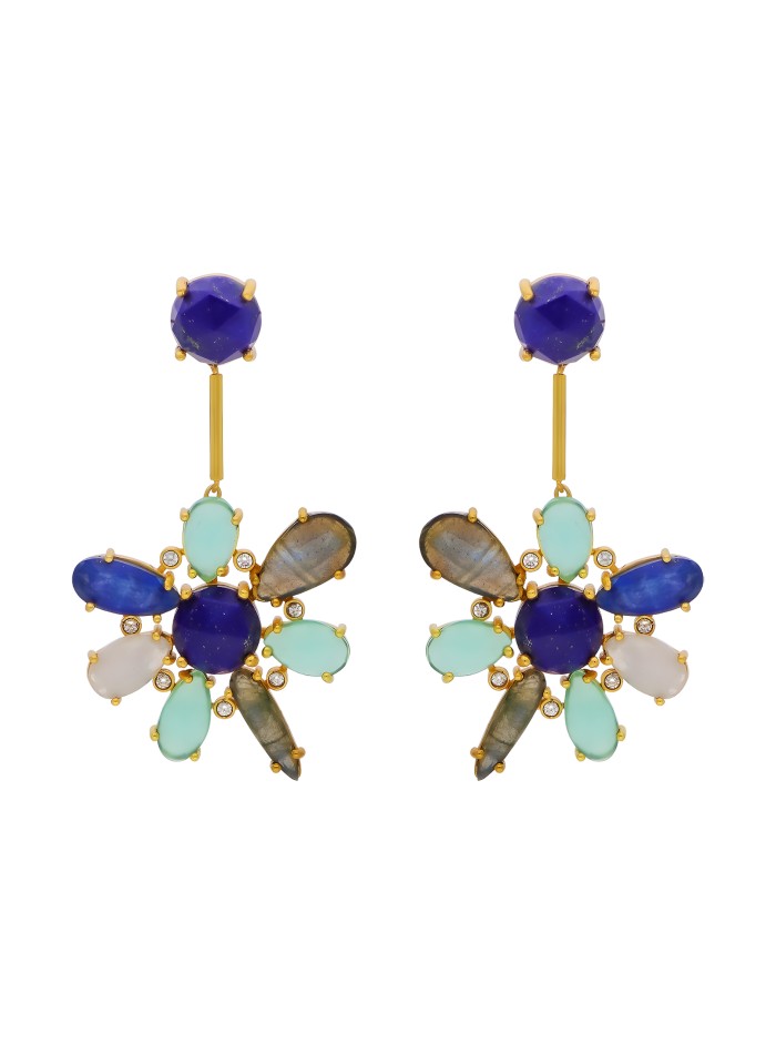 Boucles d'oreilles fleur d'hibiscus bleu