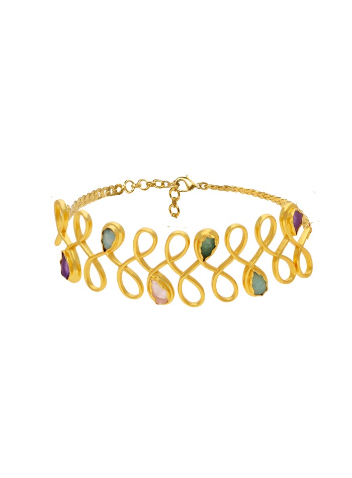 Golden Choker with Semiprecious Stones - Unalome