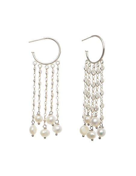Boucles d'oreilles en argent avec pendentifs en perles