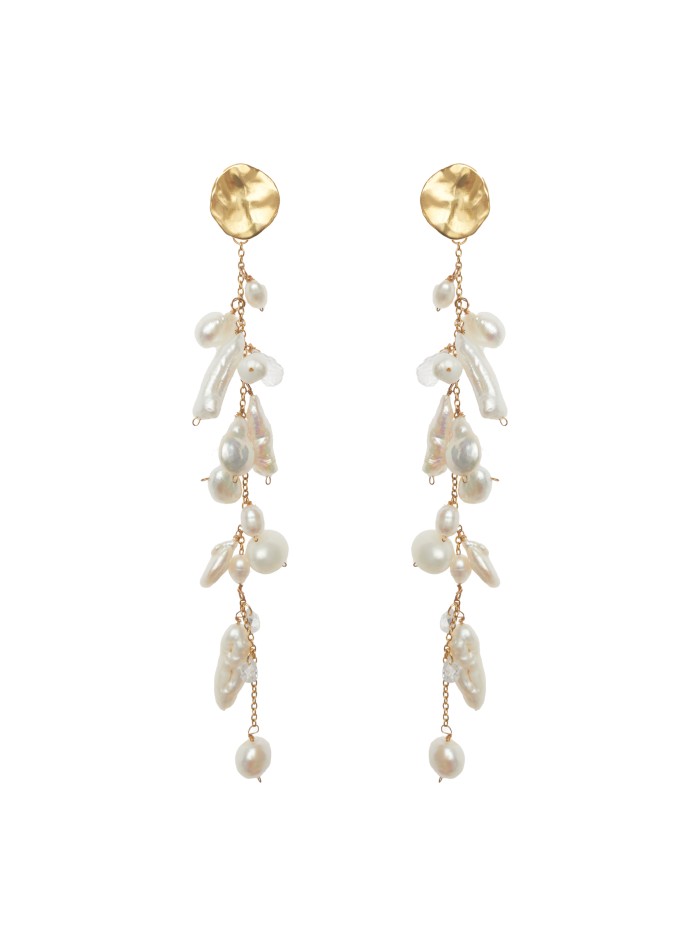 Boucles d'oreilles extra longues en perles plaquées or