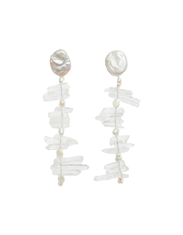 Longues boucles d'oreilles avec cristaux de roche