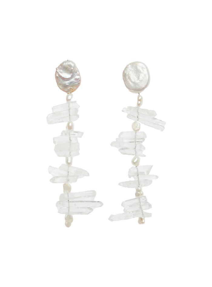Pendientes largos con cristales de roca